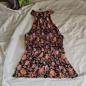 Cynthia Rowley Black and Pink Floral Blouse